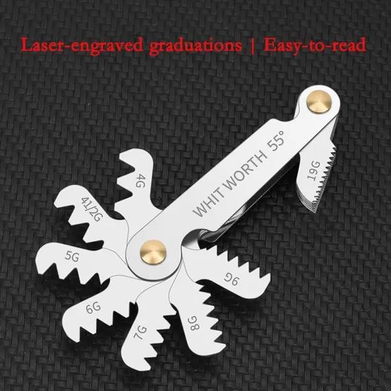 INF 20-Piece Thread Pitch Gauge Set, 55° Imperial Screw Thread Measuring