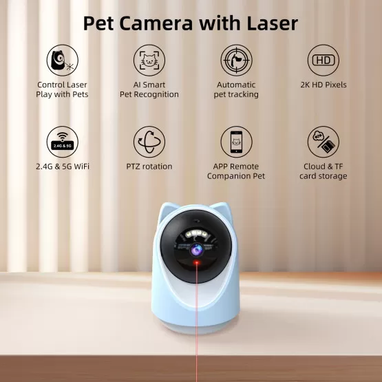 INF AI Pet Camera with Laser Pointer - White: Smart Remote Cat Toy